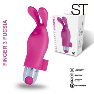 vibrador dedo recargable USB de silicona suave, color fucsia