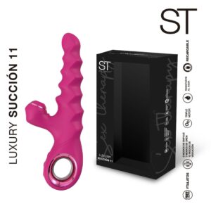 vibrador recargable con succión y textura Luxury Succión 11 Sex Therapy fucsia