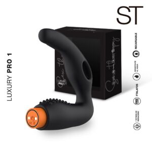 vibrador prostático recargable con estimulador de perineo Luxury Pro 1 Sex Therapy negro naranja